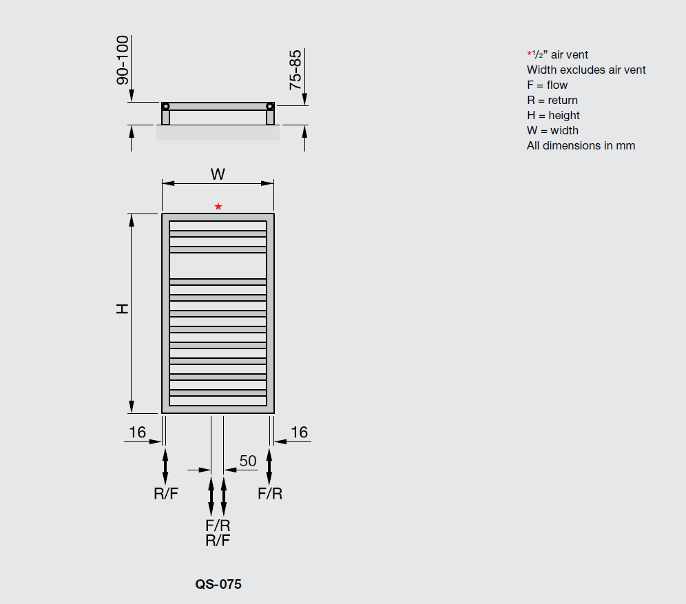 Heated towel rail on sale height from floor