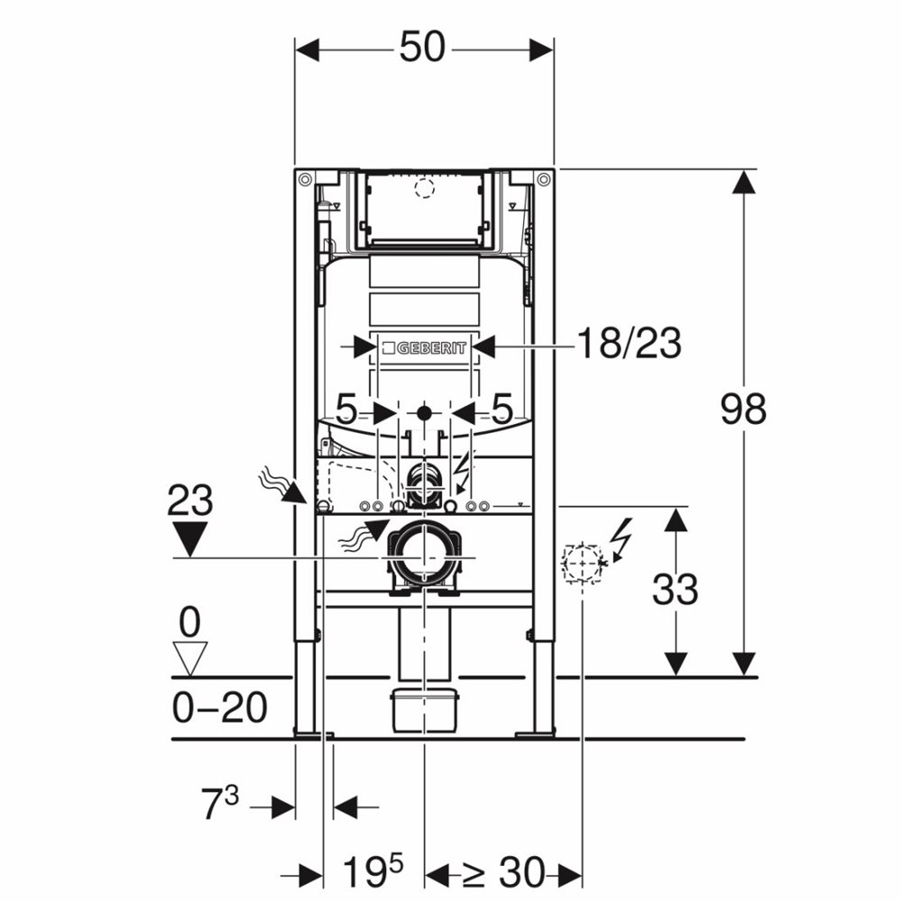 Duofix Element For Wall Hung Wc 98 Cm With Geberit Sigma